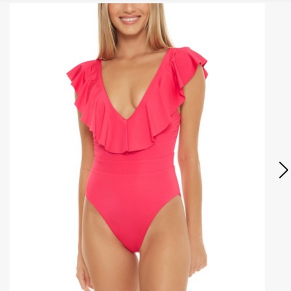 NWT TRINA TURK Monaco Ruffle Over The Shoulder One Piece Swimsuit - Picture 6 of 16